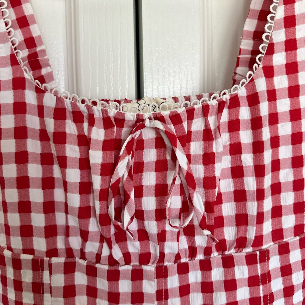 Jessica Simpson Red Checkered Midi Dress - Picture 2 of 3